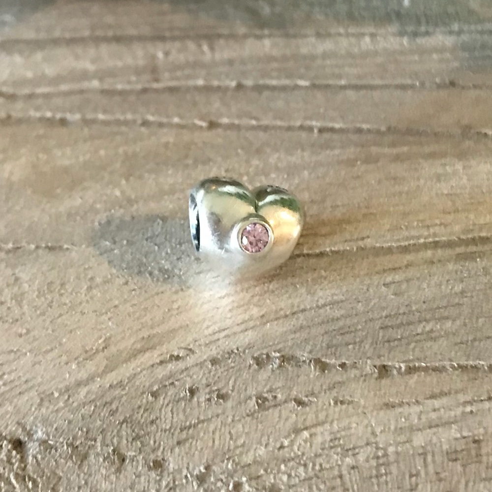 Pandora Big Smooth Heart with pink stone